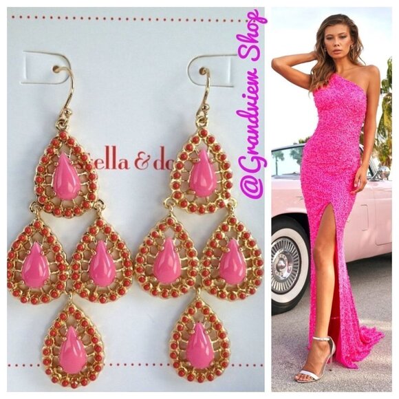 Stella & Dot Jewelry - Stella & Dot Seychelles Chandelier Earrings - Pink NIB